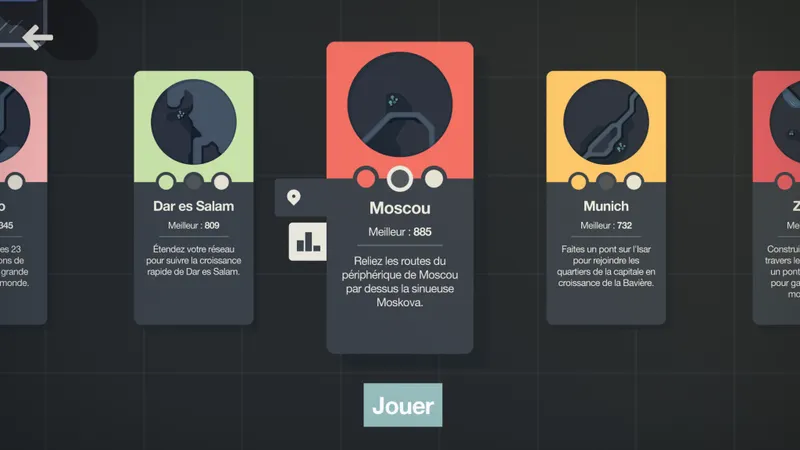 Les villes dans Mini Motorways