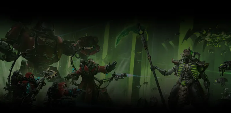 Mechanicus II sortie montrant les Necrons dans une scène de guerre sombre