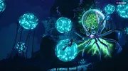 Plongeur de Subnautica dans une zone sous-marine lumineuse face à une grande créature, symbole des explorations à préparer avec oxygène et véhicules