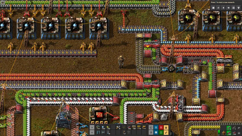 Capture officielle de Factorio montrant plusieurs lignes de production alignées et assez d espace pour copier un module