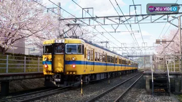 RUNNING TRAIN montre un train japonais sur une ligne rurale