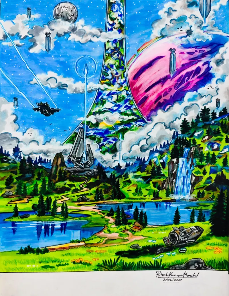 Your Halo Story Chapter 8 muestra un paisaje de Halo con una torre Forerunner