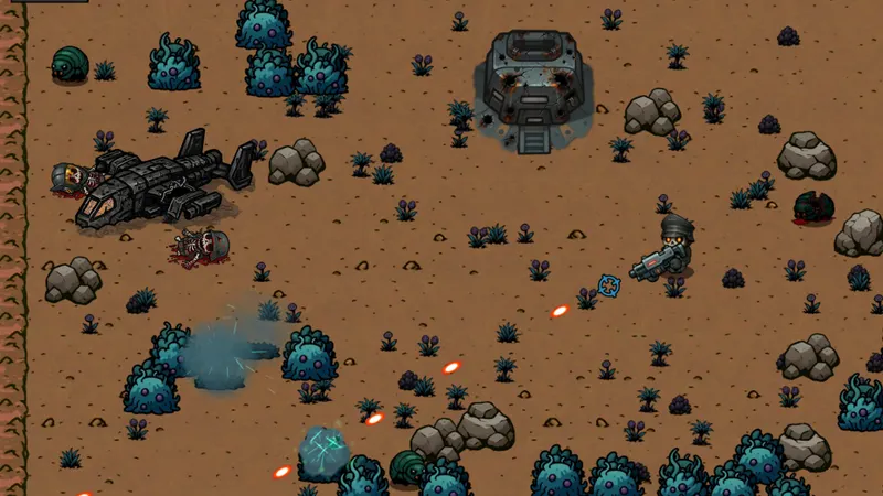 Invasion Protocol présente une bataille dense avec effets de tir et ennemis aliens