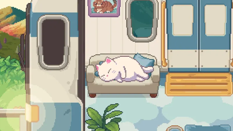 Neko Station illustre son environnement de train cosy en pixel art