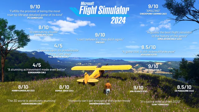 MSFS roadmap : Microsoft Flight Simulator 2024 dans un paysage aérien