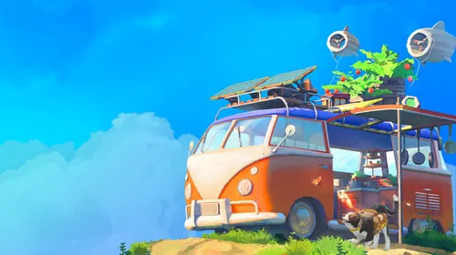 Outbound Game Pass montrant le van aménagé dans un monde coloré