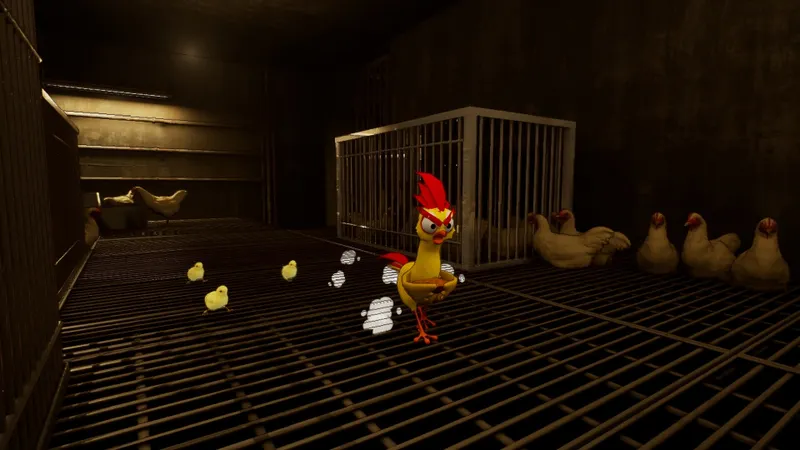 Eggscape: ambiente entre gallina, fábrica y mutantes