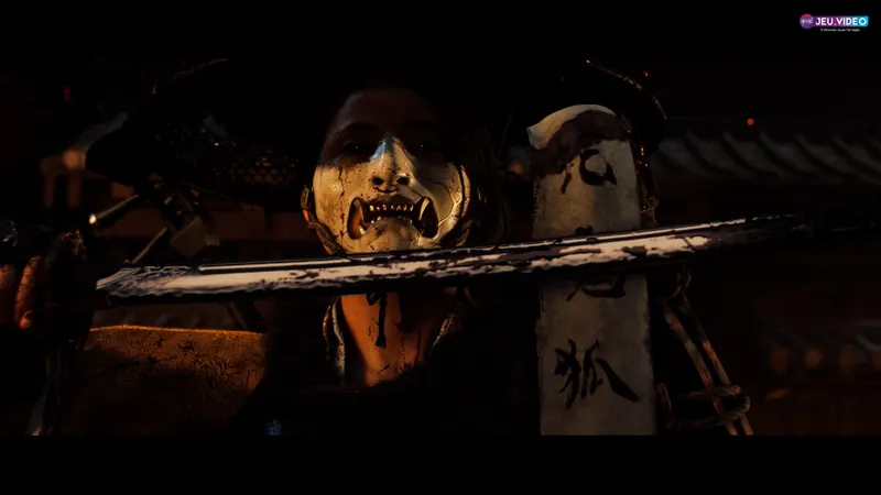 Ghost of Yotei sur PS5 : visuel officiel avec Atsu et son masque