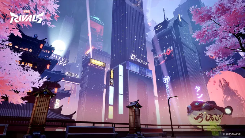Marvel Rivals test avec décor urbain de Tokyo 2099