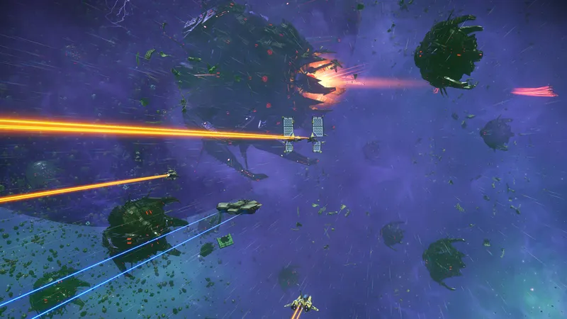 No Man's Sky Swarm montre une bataille spatiale autour du Hive of Glass