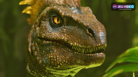 Visuel officiel paysage d’ARK : Survival Ascended montrant l’univers de survie et les créatures du jeu
