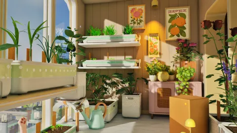 Tiny Eden sur Steam, jardin suspendu au-dessus d’une ville futuriste
