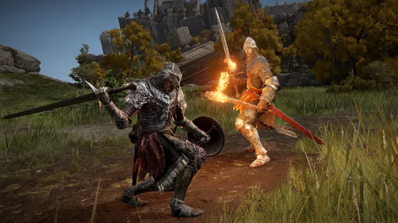 Combat de Elden Ring montrant un ennemi verrouillé pour apprendre le timing d