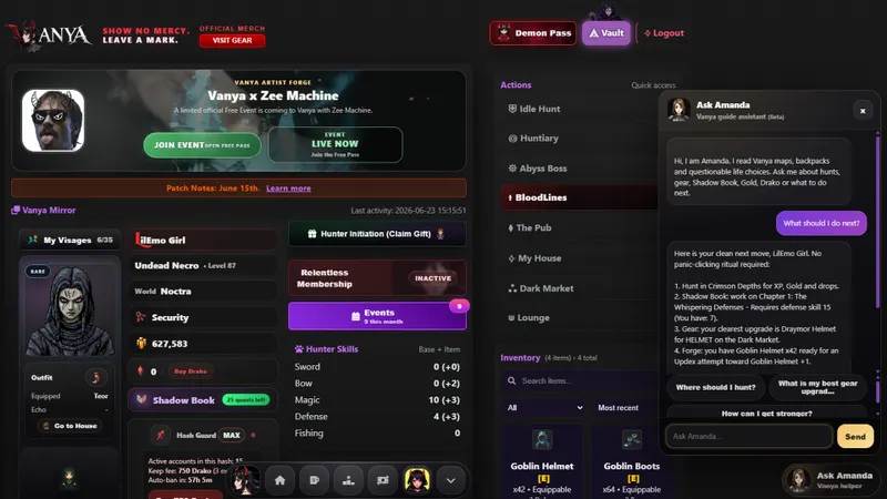 Capture Steam officielle de Vanya Online - Idle MMORPG présentant un écran de progression