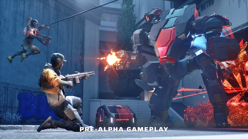 EMPULSE montrant un mech contrôlable dans un combat d’équipe