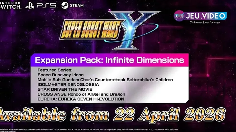 SUPER ROBOT WARS Y DLC : visuel officiel du pack d’extension et des mechas ajoutés