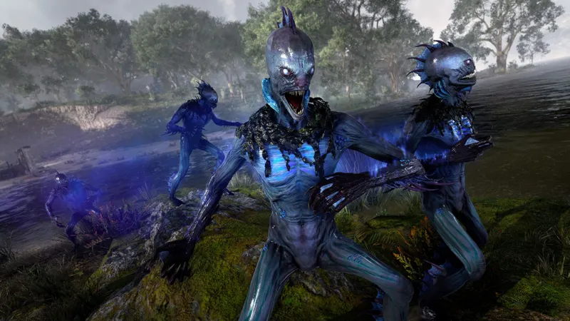 Créature bleutée près de l’eau dans Atomfall Wicked Isle