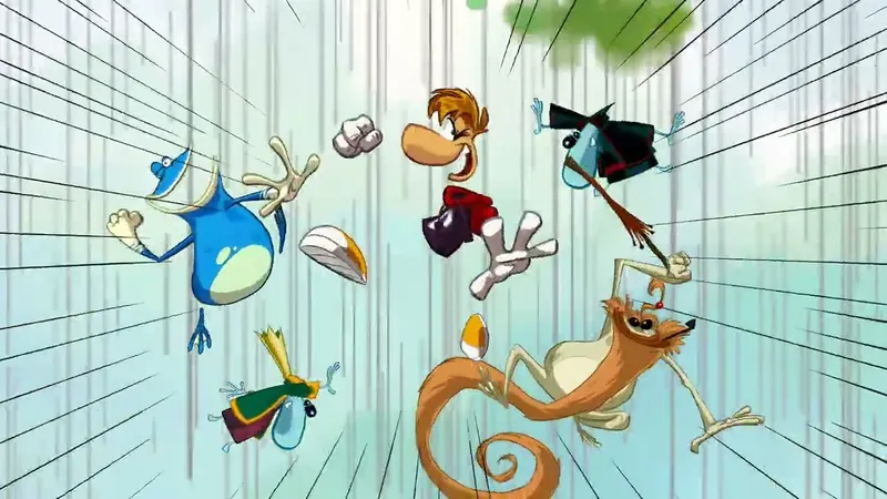 Rayman Origins prix : Rayman traverse un niveau coloré de l’Enhanced Edition