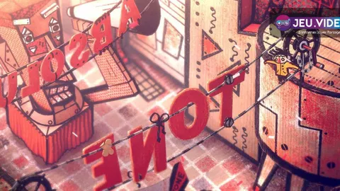 Phonopolis montrant le logo du jeu et la ville de carton d’Amanita Design