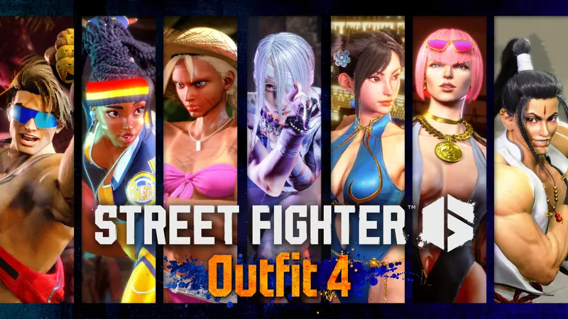 Image officielle de Street Fighter 6 avec plusieurs combattants en tenues alternatives pour rappeler la cohérence entre personnages