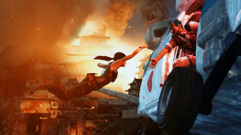 Capture officielle de Tomb Raider Definitive Edition montrant une scène d’action avec Lara Croft