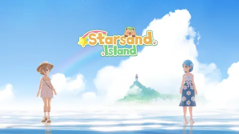 Visuel officiel paysage de Starsand Island montrant l’île et son univers pour présenter les premières activités du guide débutant