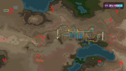 Base Factorio en vue aérienne avec chaînes de production et défenses contre les biters