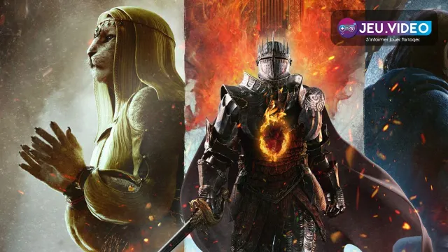 Artwork officiel de Dragon’s Dogma 2 montrant l’Arisen, un archer et une figure magique pour introduire un build Voleur équilibré