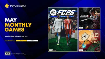 Bannière officielle PlayStation Plus de mai 2026 montrant les trois jeux à récupérer dans sa bibliothèque PS Plus