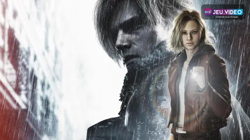 Grace Ashcroft tenant une lampe torche devant Leon Kennedy pour présenter Resident Evil Requiem
