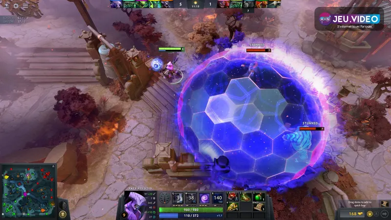 Dota 2 : visuel officiel de gameplay illustrant les informations joueur de la section 1