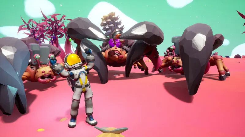 STARSEEKER montrant un décor spatial coloré et des objectifs de mission
