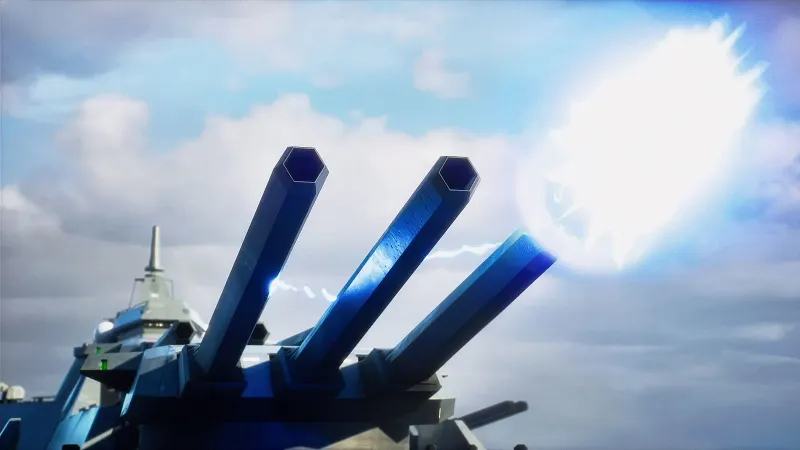 Ace Combat 8 montrant le Land Battleship et ses canons
