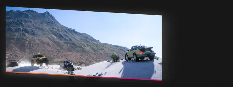 Voitures de Forza Horizon 5 roulant sur les dunes près du volcan pour planifier une session hebdomadaire rentable