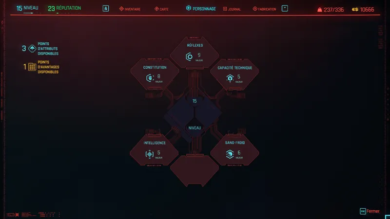 Cyberpunk 2077 - bien débuter - attributs
