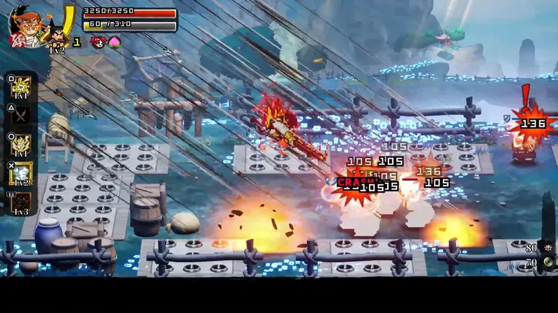 Attaque spéciale colorée dans River City Saga Journey to the West