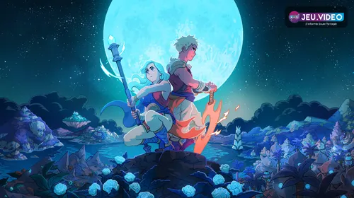Sea of Stars mobile : Valere et Zale sous une lune géante
