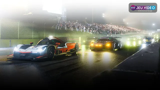Course de nuit sous la pluie dans Forza Motorsport utilisée pour illustrer les réglages de visibilité, de performance et d’aides de conduite