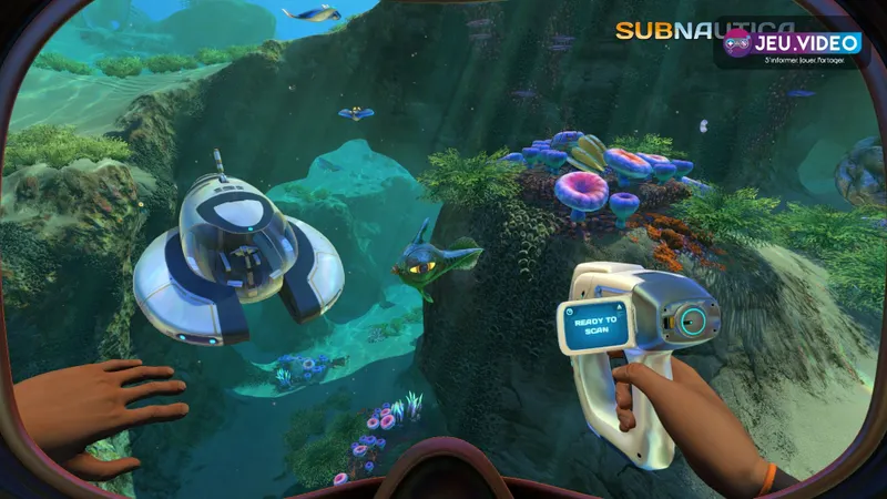 Seamoth dans Subnautica approchant une zone profonde avant une expédition vers la Lost River