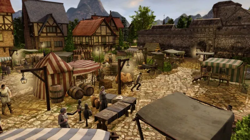 Place de marché animée dans The Guild 3 à vérifier en cas de ralentissement de production