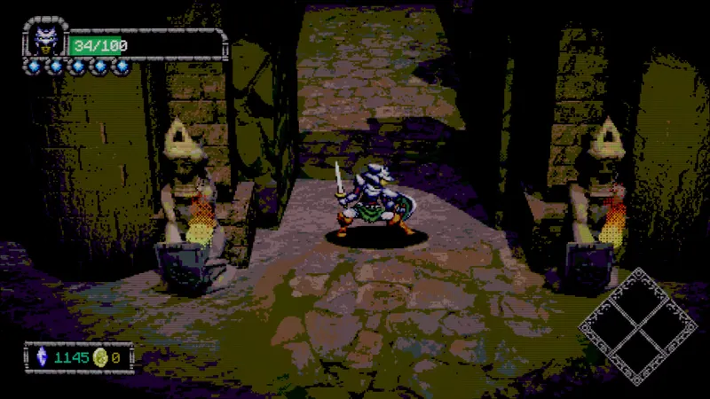 Capture officielle de Dungeon Lurker montrant une scène de donjon en 2.5D