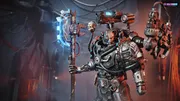 Official Space Marine 2 Siege combat image showing a three-player squad defending a Kadaku fortress against Tyranids.