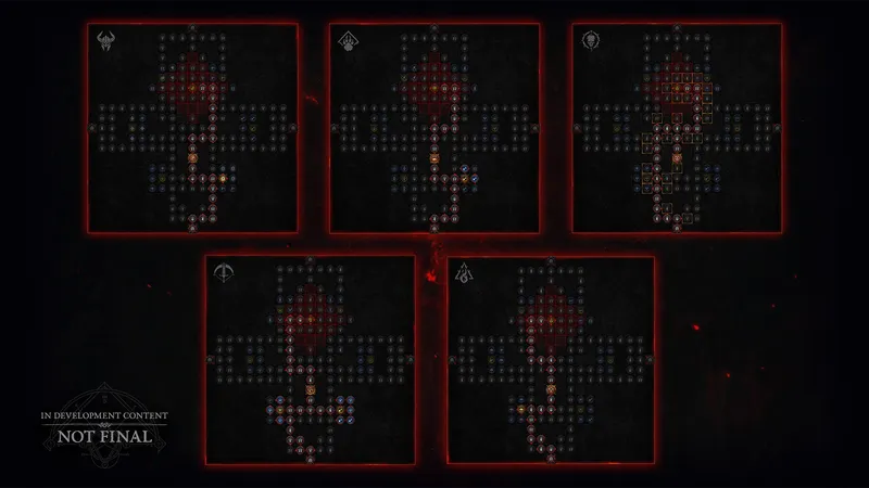 Plateaux de parangon de Diablo IV montrant des choix de progression après le niveau 70