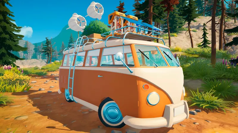 Capture officielle de Outbound montrant le camping-car utilisé comme base mobile