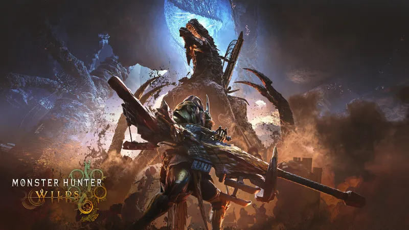 Chasseur de Monster Hunter Wilds face à un grand monstre dans une caverne