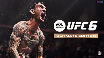 UFC 6 avec Max Holloway et le logo officiel du gameplay