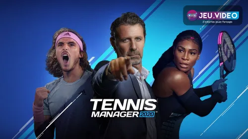 Tennis Manager 26 avec joueur de tennis et logo officiel du jeu