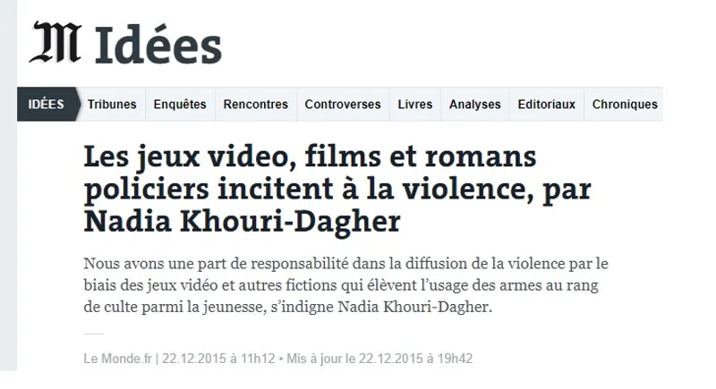 Médiatisation et JV : Tribune libre consacrée au jeu vidé dans "Le Monde"