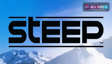 Visuel officiel de Steep montrant un rider en combinaison rouge descendant une pente enneigée, représentant la version PC vendue sur Steam.
