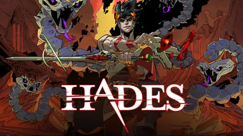 Official Hades artwork showing Zagreus armed before an infernal backdrop